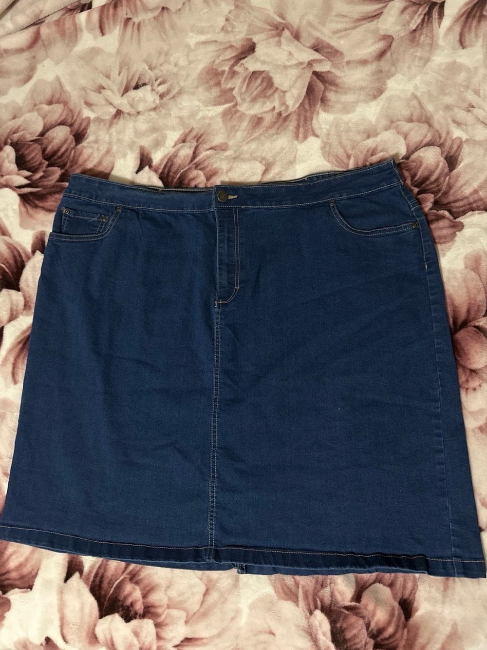 Basic Editions Dark Blue Denim A-Line Skirt